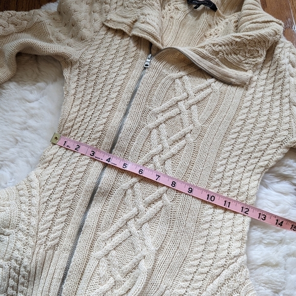 Bcbgmaxazria knit zippered cardigan sweater zanzi cream xs - Picture 12 of 14